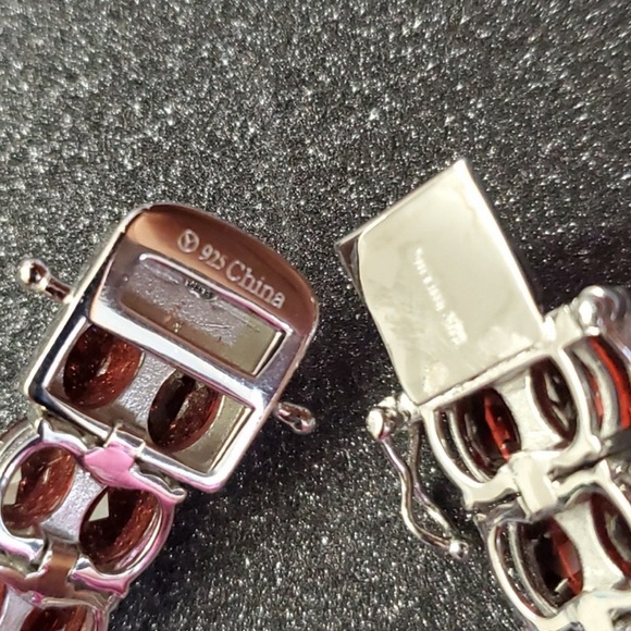 Sterling Silver 925 Garnet Tennis Bracelet - Picture 6 of 12